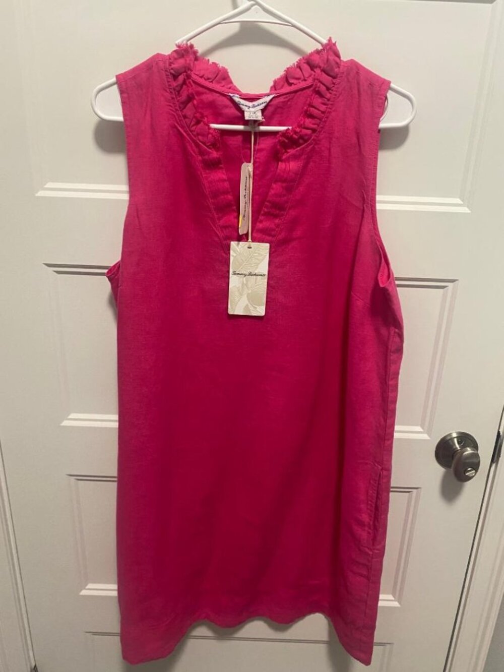 NWT Tommy Bahama Two Palms Double Ruff Dress Pink size Large